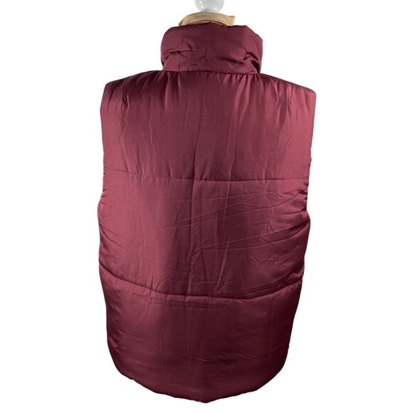 Staccato Reversible Puffer Vest Maroon Tan Women's Size L Large Mock Neck - Picture 4 of 9